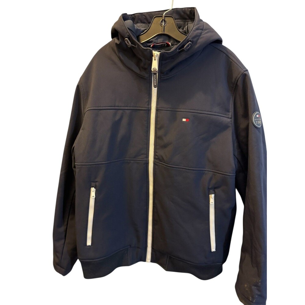 Tommy Hilfiger Jacket Mens Large Navy Hooded Parka Outdoor Sports Active Coat